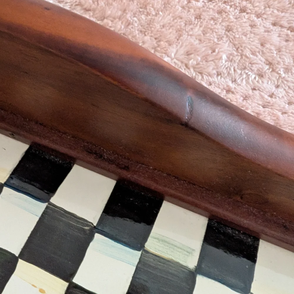 Classic Checkered Wooden Bath Vanity Tray